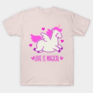 Love Is Magical with Pink Unicorn T-Shirt